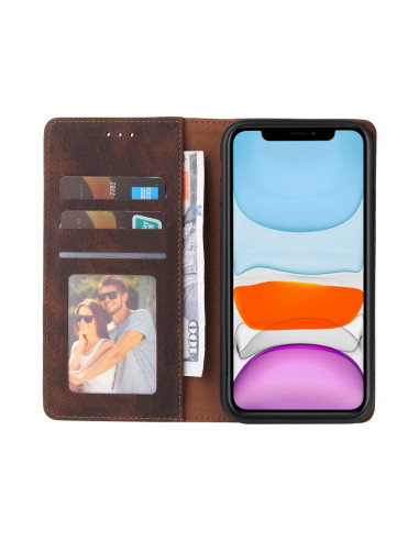 Cover iPhone 11 Pelle PU Marrone Libro | Melacompro