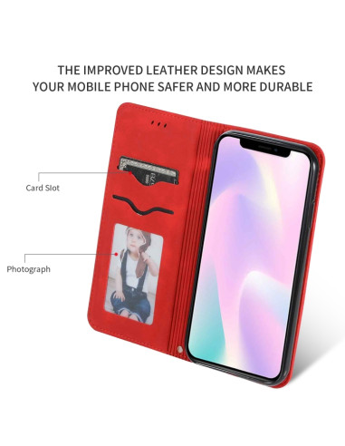 Cover iPhone 11 PU Leather Flip Magnetica Rosso | Melacompro