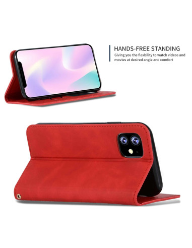 Cover iPhone 11 PU Leather Flip Magnetica Rosso | Melacompro