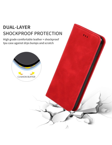 Cover iPhone 11 PU Leather Flip Magnetica Rosso | Melacompro