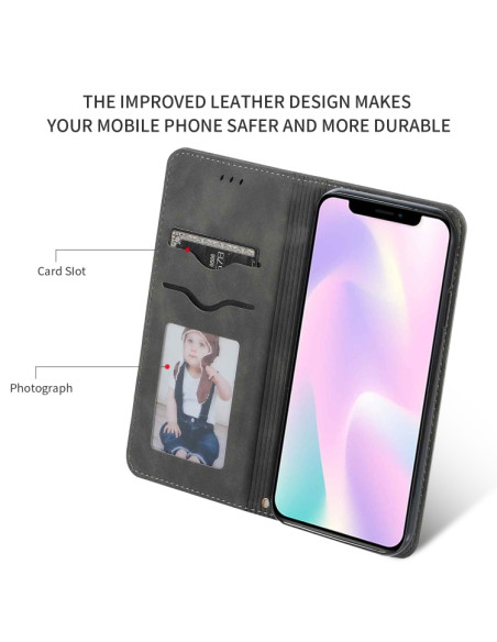 Cover iPhone 11 PU Leather Flip Magnetica Dark Grigio | Melacompro