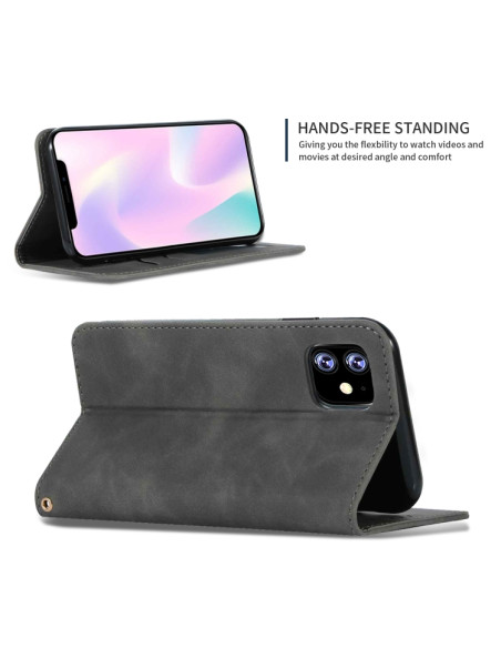 Cover iPhone 11 PU Leather Flip Magnetica Dark Grigio | Melacompro