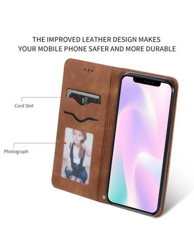 Cover iPhone 11 Pelle PU Marrone Libro | Melacompro