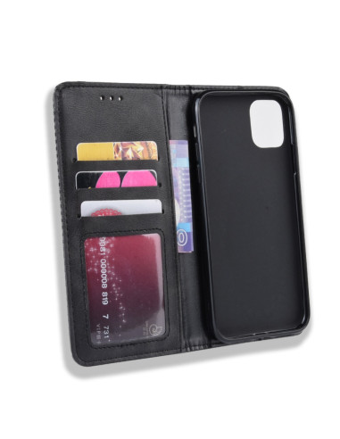 Cover iPhone 11 Pelle PU Marrone Libro Nero | Melacompro