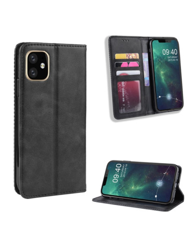 Cover iPhone 11 Pelle PU Marrone Libro Nero | Melacompro