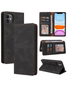 Cover iPhone 11 Pelle PU Libro con Portacarte Nero