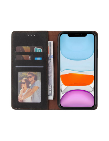 Cover iPhone 11 Pelle PU Marrone Libro Nero | Melacompro