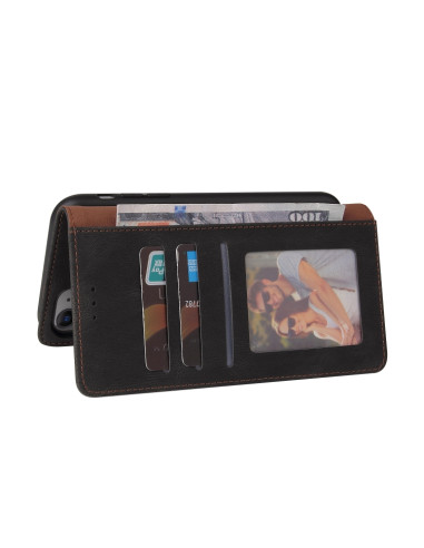 Cover iPhone 11 Pelle PU Marrone Libro Nero | Melacompro