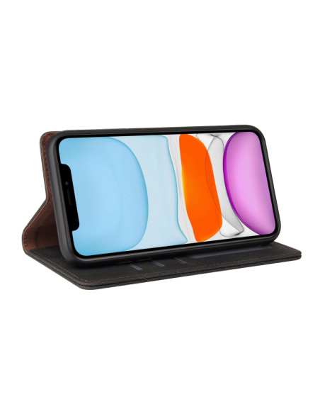 Cover iPhone 11 Pelle PU Marrone Libro Nero | Melacompro