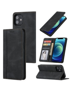 Cover iPhone 11 Pro Pelle Magnetica a Libro Rosso Nero