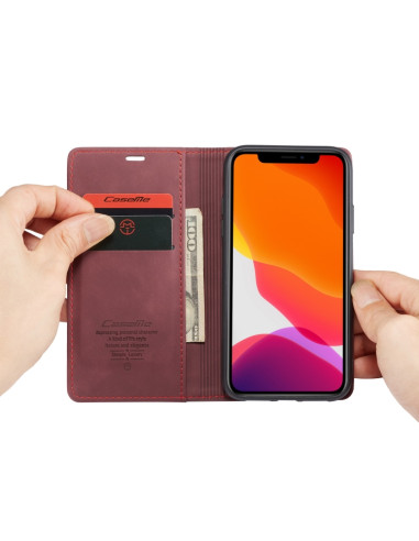 Cover iPhone 11 Pelle Portafoglio Wine | Melacompro
