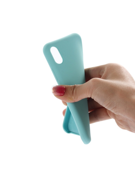 Cover iPhone XR Silicone Liquido Giallo Baby Blu | Melacompro