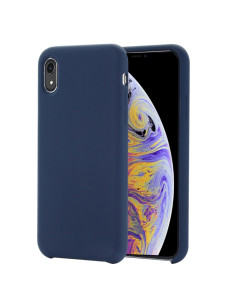 Cover iPhone XR Silicone Liquido Giallo Dark Blu