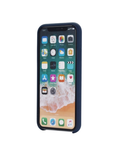 Cover iPhone XR Silicone Liquido Giallo Dark Blu | Melacompro