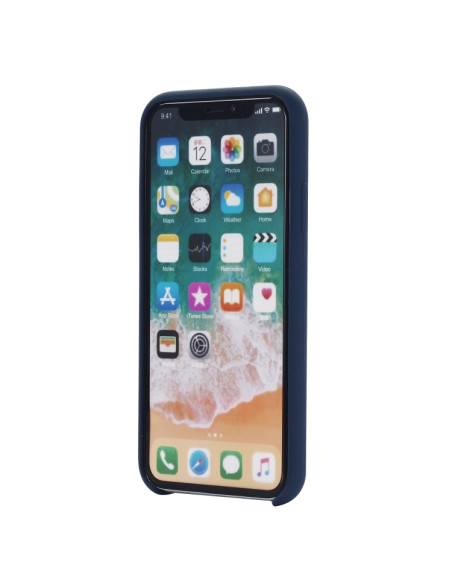 Cover iPhone XR Silicone Liquido Giallo Dark Blu | Melacompro