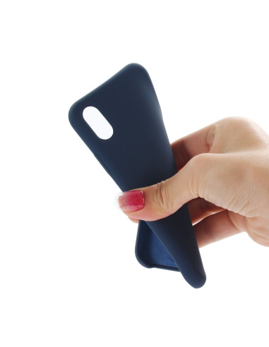 Cover iPhone XR Silicone Liquido Giallo Dark Blu | Melacompro