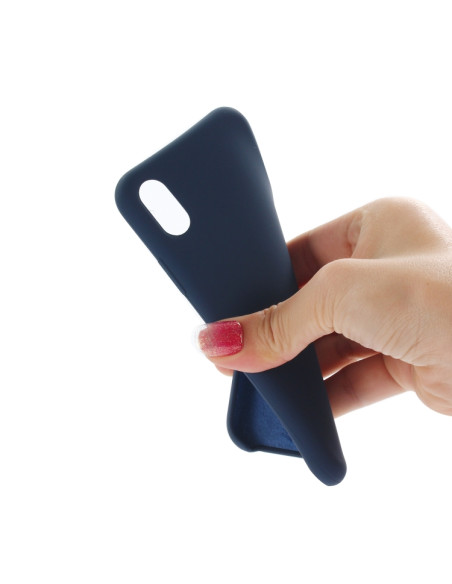 Cover iPhone XR Silicone Liquido Giallo Dark Blu | Melacompro