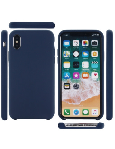 Cover iPhone XR Silicone Liquido Giallo Dark Blu | Melacompro