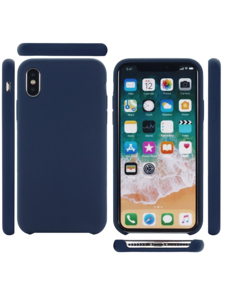 Cover iPhone XR Silicone Liquido Giallo Dark Blu | Melacompro