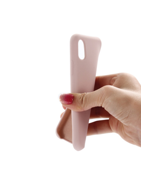 Cover iPhone XR Silicone Liquido Giallo Light Rosa | Melacompro