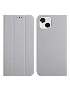 Cover iPhone 13 Pelle PU Rosso Vino con Porta Carte Grigio
