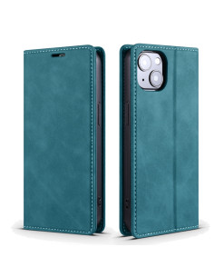 Cover iPhone 13 Pelle PU Rosso Vino con Porta Carte Blu