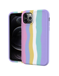 Cover iPhone 13 Silicone Antiurto Arcobaleno Verde Rainbow Rosa