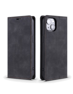 Cover iPhone 13 Pelle PU Rosso Vino con Porta Carte Nero