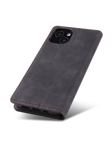 Cover iPhone 13 Pelle Rosso Vino Nero | Melacompro