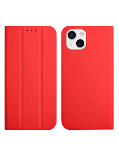 Cover iPhone 13 Pelle PU Rosso Vino con Porta Carte