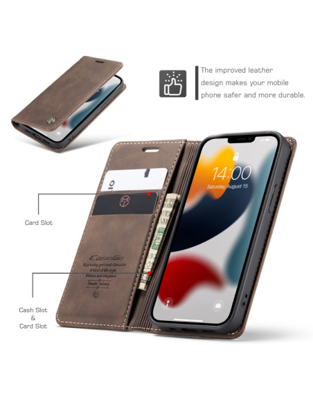 Cover iPhone 13 Pelle Rosso Vino Coffee | Melacompro