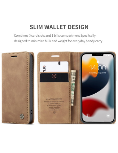 Cover iPhone 13 Pelle Rosso Vino Marrone | Melacompro