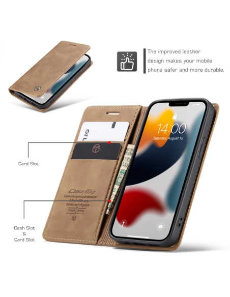 Cover iPhone 13 Pelle Rosso Vino Marrone | Melacompro