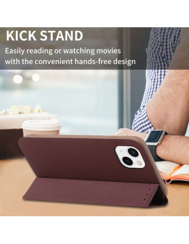 Cover iPhone 13 Pelle Rosso Vino Marrone | Melacompro