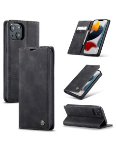 Cover iPhone 13 Pelle PU Portafoglio con Slot Carte Nero