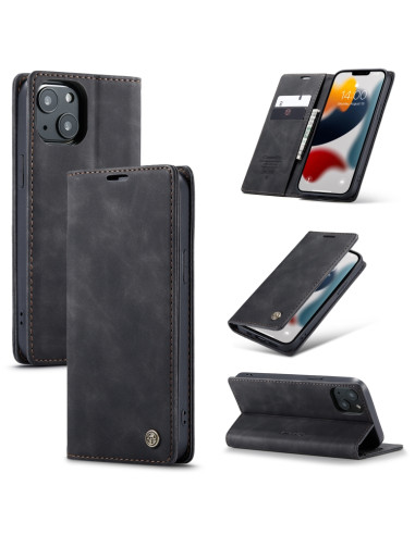 Cover iPhone 13 Pelle PU Portafoglio Nero | Melacompro