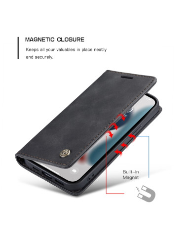 Cover iPhone 13 Pelle PU Portafoglio Nero | Melacompro