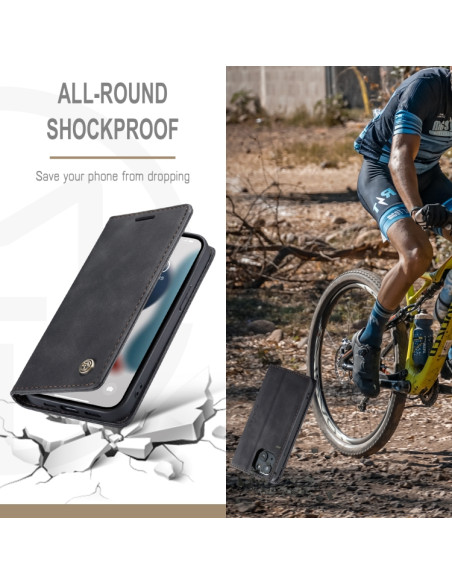 Cover iPhone 13 Pelle PU Portafoglio Nero | Melacompro