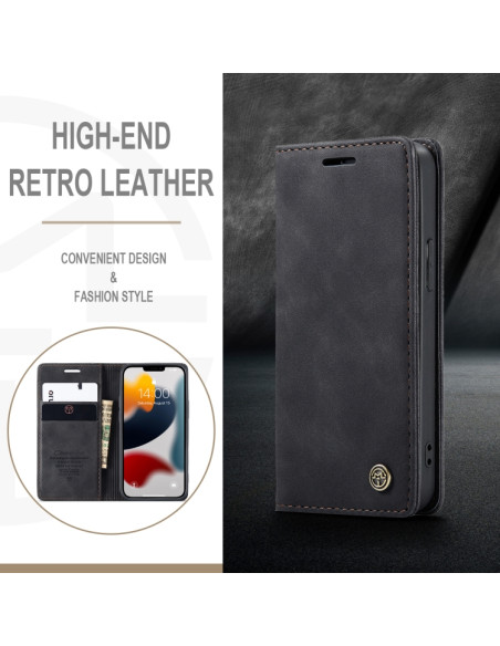 Cover iPhone 13 Pelle PU Portafoglio Nero | Melacompro