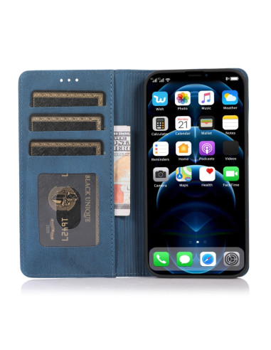 Cover iPhone 13 Pro PU Leather Flip Blu | Melacompro
