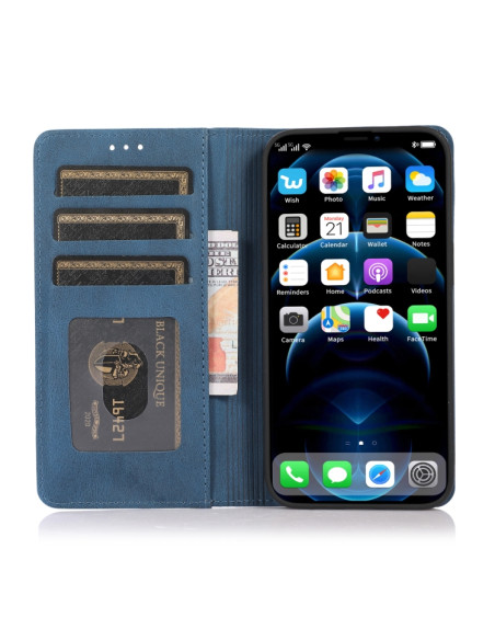 Cover iPhone 13 Pro PU Leather Flip Blu | Melacompro