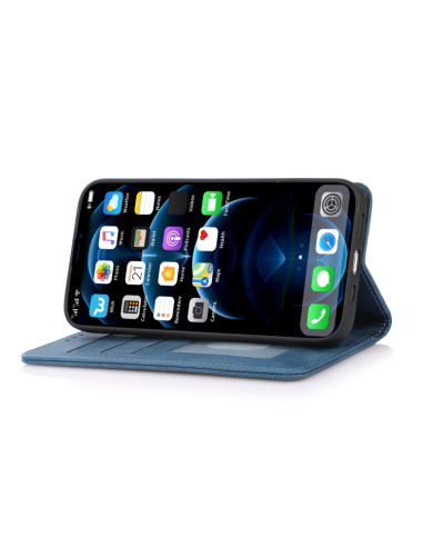 Cover iPhone 13 Pro PU Leather Flip Blu | Melacompro