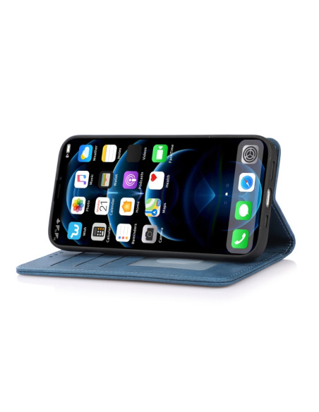 Cover iPhone 13 Pro PU Leather Flip Blu | Melacompro