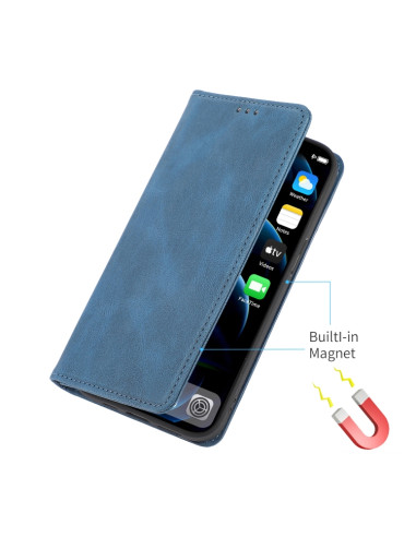 Cover iPhone 13 Pro PU Leather Flip Blu | Melacompro