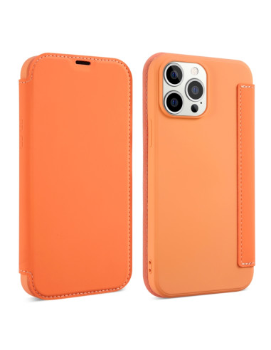 Cover iPhone 13 Pro PU Leather Flip Arancione | Melacompro