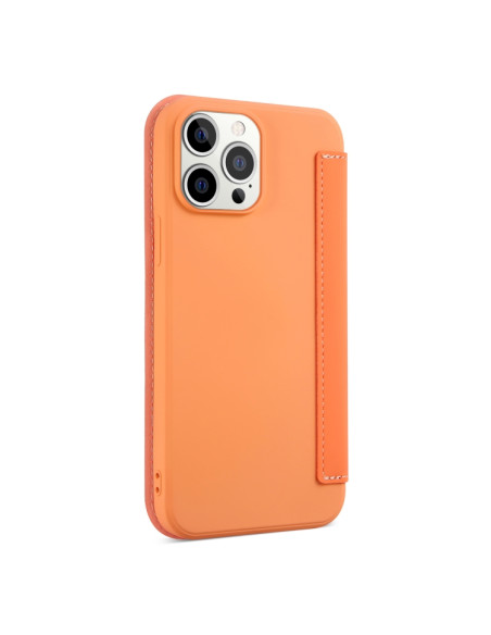 Cover iPhone 13 Pro PU Leather Flip Arancione | Melacompro