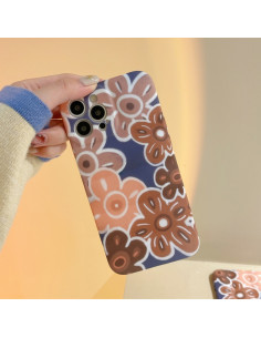 Cover iPhone 13 TPU Fiore Marrone Grande Antiurto