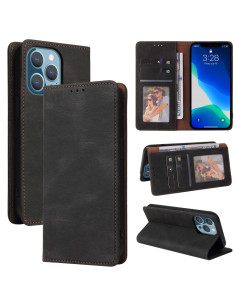 Cover iPhone 13 Pro Max Pelle PU con Supporto Nero