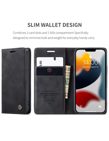 Cover iPhone 13 mini Pelle PU Flip Nero | Melacompro