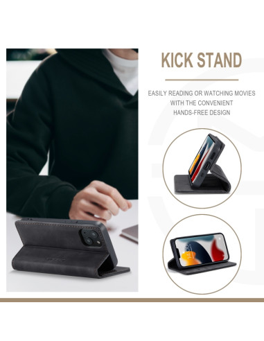 Cover iPhone 13 mini Pelle PU Flip Nero | Melacompro